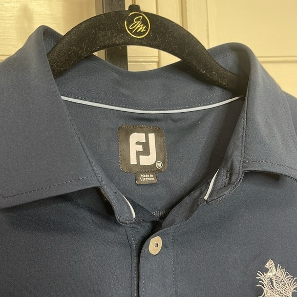 FJ Mens Solid Lisle Performance Golf Shirt Navy Polo Short Sleeve Size Medium - Picture 4 of 9